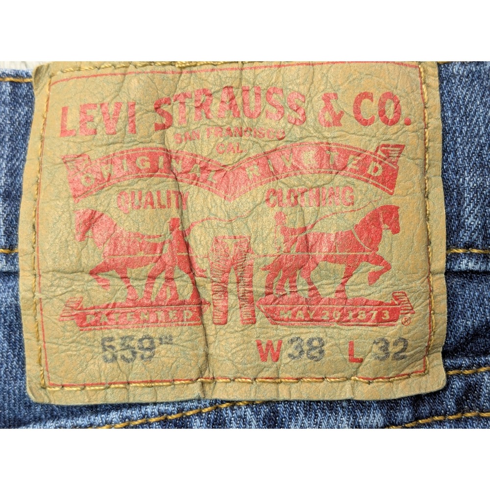 Levi's 559 Relaxed Straight Jeans Mens Size 38x32 Dark Wash Denim Pants‎ - Picture 6 of 14